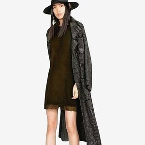 ZARA FAUX SUEDE, LACE, BROWN OLIVE  DRESS,  SIZE S, NWOT
